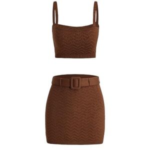 Brown Knitted Top and Skirt Co-Ord / Set 🤎🧸